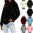 thumbnail image 1 of Tqcoqu Women's Warm Double-Sided Fleece Hoodie,Oversized Kangaroo Pocket Long Sleeve Sweatshirt,Black Women's S-XXL, 1 of 9