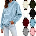 thumbnail image 1 of Tqcoqu Women's Warm Double-Sided Fleece Hoodie,Oversized Kangaroo Pocket Long Sleeve Sweatshirt,Light Blue Women's S-XXL, 1 of 9