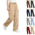 thumbnail image 1 of Tqcoqu Women's Wide Leg Cargo Pants,Elastic Drawstring Waist Drawstring Cuff Loose Pants with Multi Pockets,Black Women's S-XXXL, 1 of 10