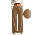 thumbnail image 1 of Tqcoqu Women's Wide Leg High Waist Sweatpants, Casual Straight Leg Drawstring Elastic Waist Long Jogger Pants with Pockets For Winter, 1 of 7