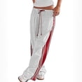 thumbnail image 1 of Tqcoqu Women's Wide Leg Pants Drawstring High Rise Side Striped Slouchy Palazzo Pants with Pockets,White,Women's S-XXL, 1 of 4