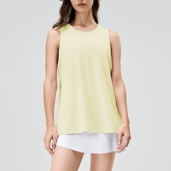 Tqcoqu Women's Workout Tops Sleeveless Tank Tops Athletic Gym Yoga Shirts Quick Dry Loose Fit,Yellow,Women's S-XL