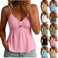thumbnail image 1 of Tqcoqu Womens Adjustable Spaghetti Strap Tank Tops V Neck Slim Fit Backless Tops Y2k Going Out Ruched Cami Shirts,Army Green,Women's S-XXXL, 1 of 8