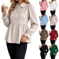 thumbnail image 1 of Tqcoqu Womens Babydoll Peplum Tops Button Up Business Casual Blouse Shirt, Tummy Control Dressy Casual Going Out Blouses,Women's,Size S-XXL, 1 of 7