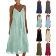 thumbnail image 1 of Tqcoqu Womens Backless Cami Dress Spaghetti Strap Sleeveless Flowy Linen Maxi Dress Summer Beach Vacation Sundress,Army Green,Women's S-XXL, 1 of 6