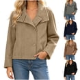 thumbnail image 1 of Tqcoqu Womens Fall Winter Cropped Jacket,Long Sleeve Lapel Button Front Casual Outer Coat, 1 of 8