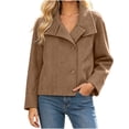 thumbnail image 1 of Tqcoqu Womens Fall Winter Cropped Jacket,Long Sleeve Lapel Button Front Casual Outer Coat, 1 of 7