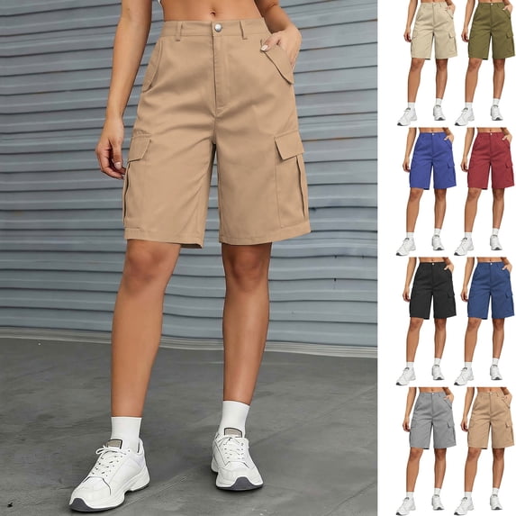 Tqcoqu Womens Hiking Cargo Shorts Stretch Quick Dry Cargo Shorts with Pockets for Casual Golf Travel and Workout,Gray Women's S-XXXL