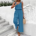 thumbnail image 1 of Tqcoqu Womens Jumpsuit Trendy Summer Casual Wide Leg Pants Sleeveless V Neck Elegant One Piece Outfit,Blue,Women's S-XXL, 1 of 5