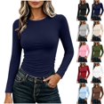 thumbnail image 1 of Tqcoqu Womens Long Sleeve Shirts Fitted Going Out Tops Basic Tee Casual Work Clothes Trendy Fall Outfits, 1 of 10