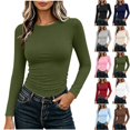 thumbnail image 1 of Tqcoqu Womens Long Sleeve Shirts Fitted Going Out Tops Basic Tee Casual Work Clothes Trendy Fall Outfits, 1 of 10
