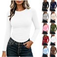 thumbnail image 1 of Tqcoqu Womens Long Sleeve Shirts Fitted Going Out Tops Basic Tee Casual Work Clothes Trendy Fall Outfits, 1 of 10