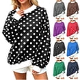 thumbnail image 1 of Tqcoqu Womens Mock Neck Sweatshirts Oversized Pullover Fall Outfits, Polka Dot Contrast Trim Long Sleeve Casual Loose Pullover Top, 1 of 10