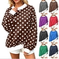 thumbnail image 1 of Tqcoqu Womens Mock Neck Sweatshirts Oversized Pullover Fall Outfits, Polka Dot Contrast Trim Long Sleeve Casual Loose Pullover Top, 1 of 9