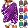 thumbnail image 1 of Tqcoqu Womens Mock Neck Sweatshirts Oversized Pullover Fall Outfits, Polka Dot Contrast Trim Long Sleeve Casual Loose Pullover Top, 1 of 10