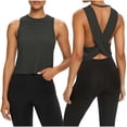 thumbnail image 1 of Tqcoqu Womens Open Back Workout Shirts Cropped Yoga Tank Tops Backless Athletic Clothes,Black Women's S-XXL, 1 of 8
