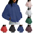 thumbnail image 1 of Tqcoqu Womens Polka Dot Zip Up Cropped Jackets, Lightweight Stand Collar Casual Trendy Fall Spring Outfits,Women's,Size S-XXL, 1 of 9