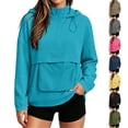 thumbnail image 1 of Tqcoqu Womens Solid Color Half Zip Hooded Jacket, Lightweight Long Sleeve Pullover Anorak Windbreaker with Pocket & Drawstring, 1 of 10