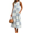 thumbnail image 1 of Tqcoqu Womens Summer Boho A-Line Maxi Dress Casual Color Block Sundress Sleeveless Beach Vacation Coverups, 1 of 5