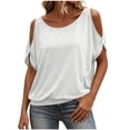 thumbnail image 1 of Tqcoqu Womens Summer Cold Shoulder Tops,Short Sleeve T Shirts Pullover Casual Dolman Blouses,White Women's S-XXXL, 1 of 9