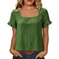 thumbnail image 1 of Tqcoqu Womens Summer Peplum Tops,Sqaure Neck Ruffle Sleeve Blouses Fit Flowy Shirts,Green Women's S-XXXL, 1 of 7