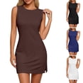 thumbnail image 1 of Tqcoqu Womens Tennis Dresses with Pockets,Crew Neck Sleeveless Side Slit Golf Athletic Dress,Black Women's S-XXL, 1 of 7