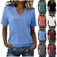 thumbnail image 1 of Tqcoqu Womens Tops Short Sleeve Summer Tops V Neck T Shirts Casual Basic Tees Loose Fit Shirt,Black,Women's S-XXL, 1 of 8