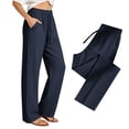 thumbnail image 1 of Tqcoqu Womens Yoga Pants Wide Leg High Waisted Lounge Pants Comfy Workout Loose Pants with Pockets,Navy,Women's S-XXL, 1 of 7