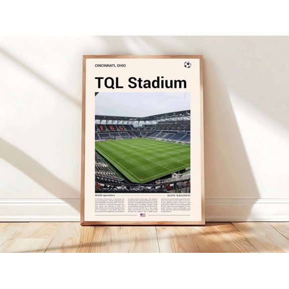 Tql Stadium Stadium Image Print Mid Century Modern Soccer Sports Bedrooms Minimalist Office Wall Art, Unframed Poster