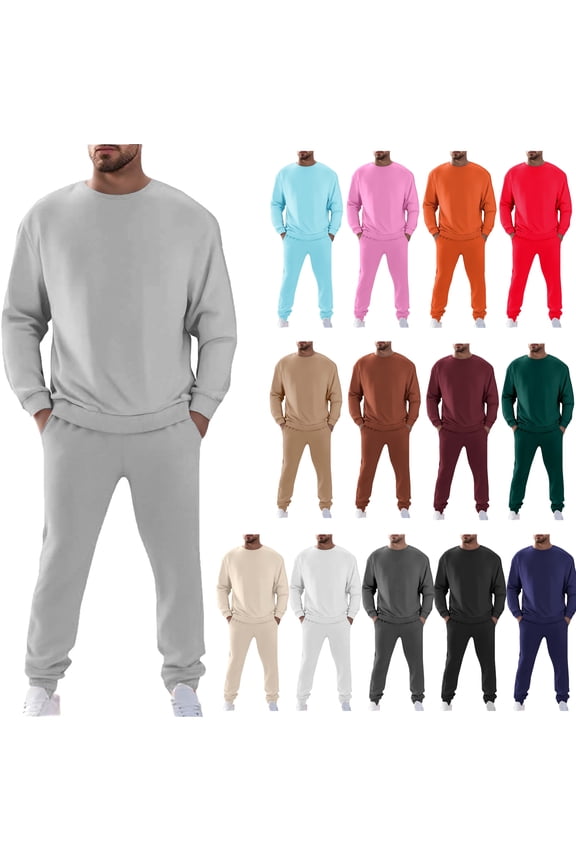2 Piece Sweatsuits for Men Close Bottom Casual Pants with Pockets Active Athletic Workout Joggers Sweatsuits for Men
