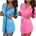 thumbnail image 1 of Tqyyweavej 2Pcs Women's Short Kimono Robe Ice Silky Sexy Lace Sleepwear Bathrobe Bride Getting Ready Sleepwear Soft Nightgown, 1 of 9