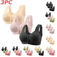 thumbnail image 1 of Tqyyweavej 3 Pack Daisy Bras for Older Women Lightly Lined No Underwire Push Up Bras Full Coverage Seamless Cotton Front Closure Bras for Women, 1 of 4