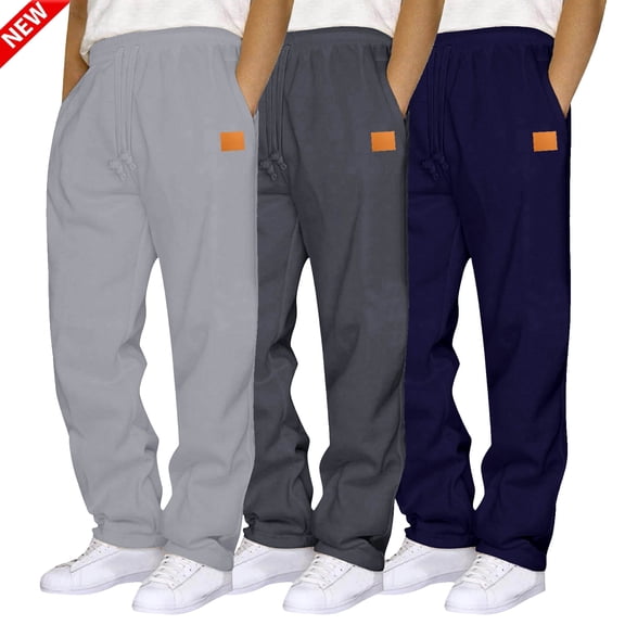 Tqyyweavej 3 Pack Men's Sweatpants Open Bottom Casual Sweat Pants with Pockets Athletic Workout Cottom Joggers Pants for Men Size S to 3XL