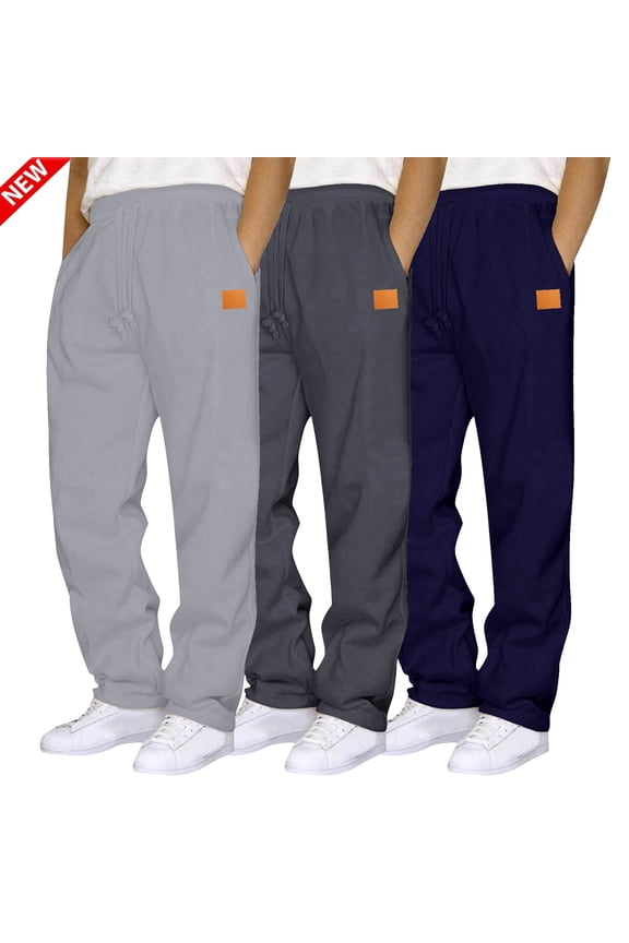 3 Pack Men's Sweatpants Open Bottom Casual Sweat Pants with Pockets Athletic Workout Cottom Joggers Pants for Men Size S to 3XL