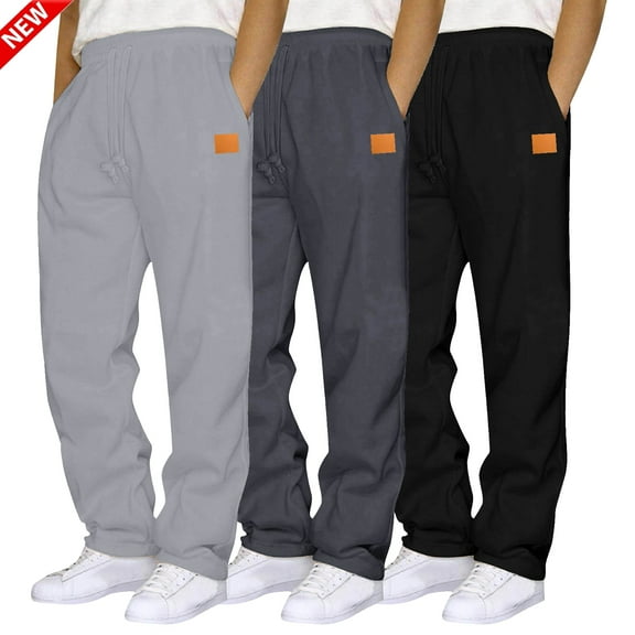 Tqyyweavej 3 Pack Men's Sweatpants Open Bottom Casual Sweat Pants with Pockets Athletic Workout Cottom Joggers Pants for Men Size S to 3XL