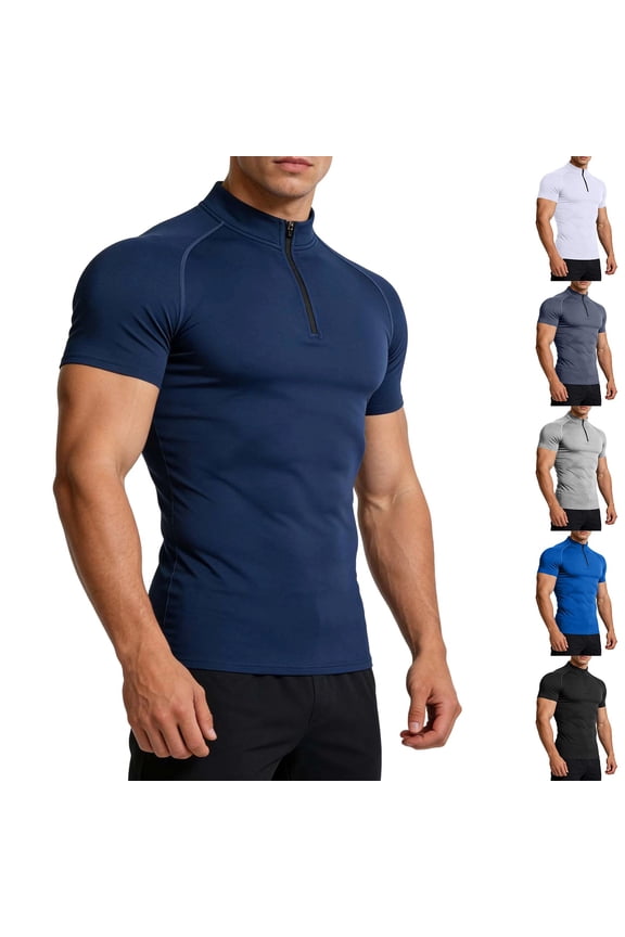 Athletic Compression Shirts for Men Moisture Wicking Quick Dry Outdoor Muscle Shirts Turtleneck Solid Color Sleeveless Shapewear