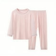 thumbnail image 1 of Tqyyweavej Boys Girls Long Sleeve Outfits 2 Piece Set Kids Toddler Loose Fit Crew Neck Modal Soft Shirts Top and Elastic Waist Pants Lounge Sets, 1 of 3