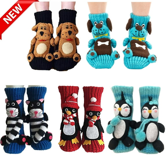 Tqyyweavej Christmas Socks for Women, Cute 3D Animal Pattern Funny Novelty Xmas Holiday Crew Socks, Christmas Stocking Stuffers Christmas Gifts for Women Girls Family