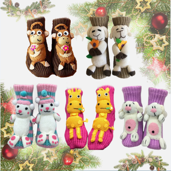 Tqyyweavej Christmas Socks for Women, Funny 3D Animal Pattern Crew Socks, Christmas Gifts for Grandkids Christmas Stocking Stuffers