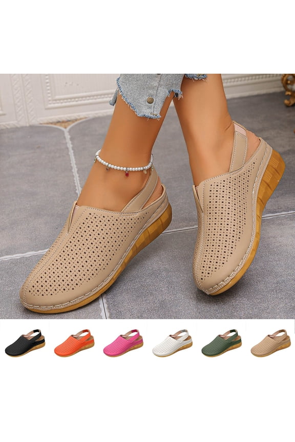 Clogs for Women Closed Toe Hollow Out Versatile Ankle Strap Mules Oversized Slip On Summer Breathable Wedge Sandals