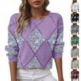 thumbnail image 1 of Tqyyweavej Crochet Sweaters for Women Hollow Out Argyle Sparkly Crewneck Blouses Fashion Casual Party Tops Size S to 2XL, 1 of 10