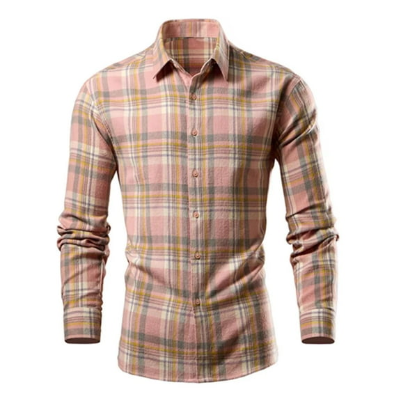 Tqyyweavej Flannel Plaid Shirt for Men Button Down Long Sleeve Shirts Soft Casual Cozy Regular Fit Shirt