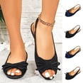 thumbnail image 1 of Tqyyweavej Flat Sandals for Women Faux Suede Open Peep Toe Elastic Ankle Strap Bow Sandals Slip On Versatile Solid Color Dressy Sandals Gifts for Women, 1 of 10