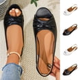 thumbnail image 1 of Tqyyweavej Flat Sandals for Women Slip On Solid Color Elastic Ankle Strap Bow Sandals Open Peep Toe Versatile Dressy Sandals Gifts for Women, 1 of 10