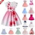 thumbnail image 1 of Tqyyweavej Girl Summer Dresses Ruffle Flutter Sleeve Color Block Princess Sundress Cute Bow Toddler Girl Mesh Dress 3-10T, 1 of 9