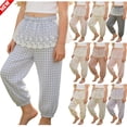 thumbnail image 1 of Tqyyweavej Girls' Gingham Pants Lace Trim Plaid Mosquito Pants Pull On Elastic Rised Loungwear Joggers for Baby Toddler 12M-12Y, 1 of 8