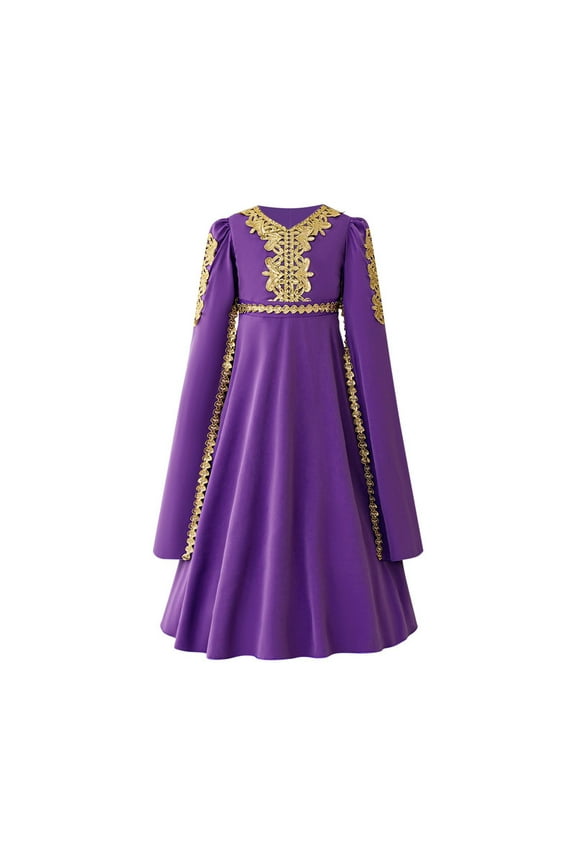 Girls Middle East Prayer Dress Muslim Islamic Modest Arabian Dresses Middle Dubai Attire Kaftan 8-14Y