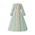 thumbnail image 1 of Tqyyweavej Girls Muslim Dresses Middle Eastern Banquet Long Sleeve Princess Evening Dress Exquisite Embroidered Crew-Neck Performance Dress 4-8Y, 1 of 8