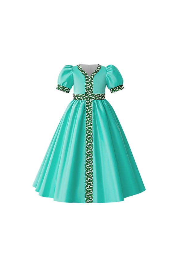 Girls Muslim Ramadan Abaya Kids Long Sleeve V Neck Embroidery Lace Prayer Dress Middle East Arabic Kaftan Dress 6M-3Y