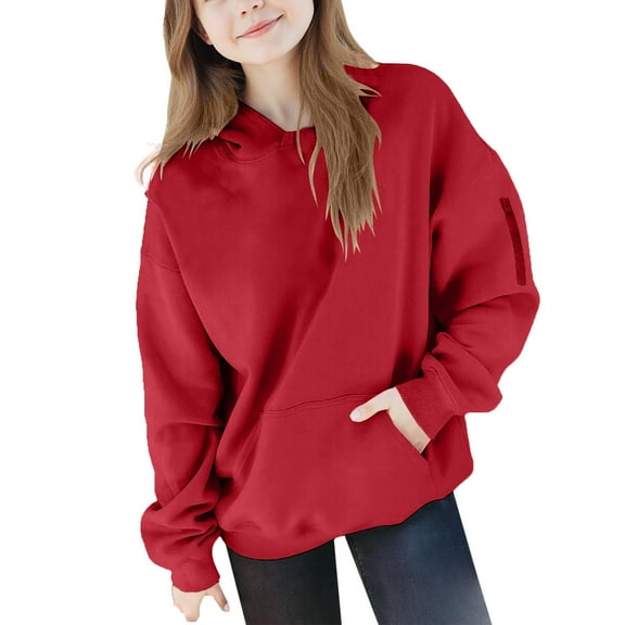 Tqyyweavej Girls Oversized Hoodies Fleece Pullover Sweatshirts Kids Fashion Casual Outfits Fall Winter Sweatshirt Tops (Ages 4-15)